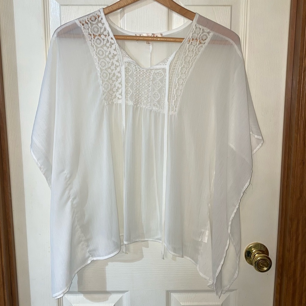 Penelope White Sheer Blouse Large